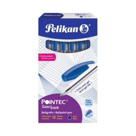 *Bolígrafo Pelikan Pointec Punto Mediano 0.7mm Color Azul C/12 Pzas