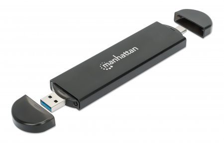 Gabinete USB a SDD M.2 NVMe y SATA, Conector USB-C y USB-A integrado para una conexión