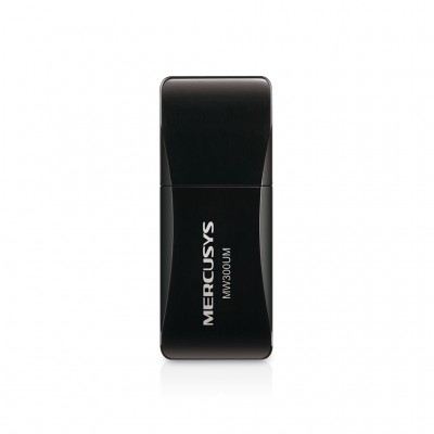 Adadptador Mini USB 2.0 MERCUSYS MW300UM, Negro, 300 Mbit/s