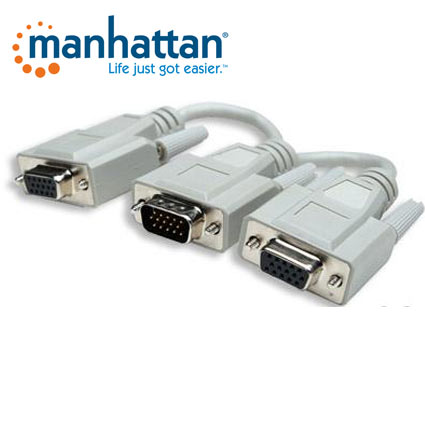 Cable VGA - HD15 - &quot;y&quot; MANHATTAN 328302, 0,15 m, VGA, VGA (D-Sub), Macho/hembra, Color blanco