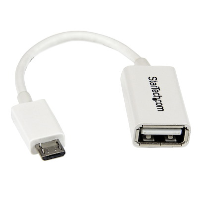 *CABLE ADAPTADOR MICROUSB A USB ADAP OTG BLANCO 12CM MACHO A HEMBRA